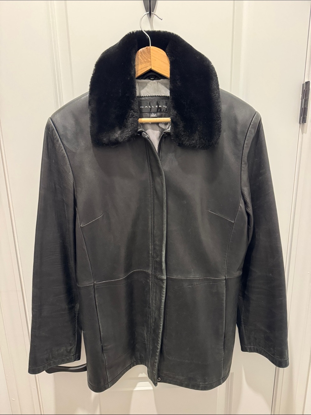 Gallery Black Leather Jacket - Size L
